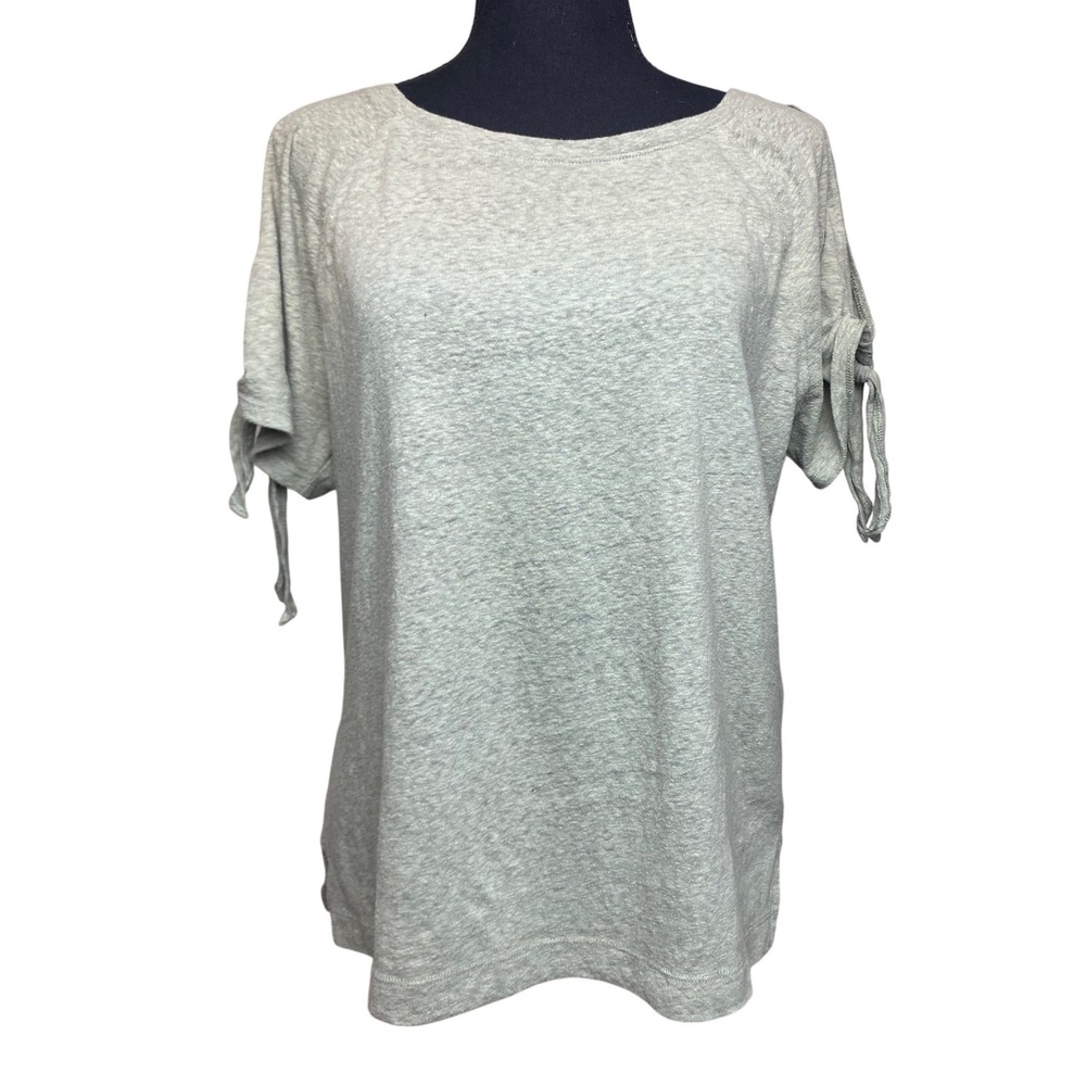 Abercrombie Fitch Womens Large Heather Sage Green Tie Sleeve Cold Shoulder Top